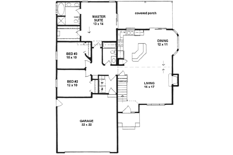 Home Plan - Floor Plan - Main Floor for Craftsman House Plan #58-175 - 3 bed, 2 bath