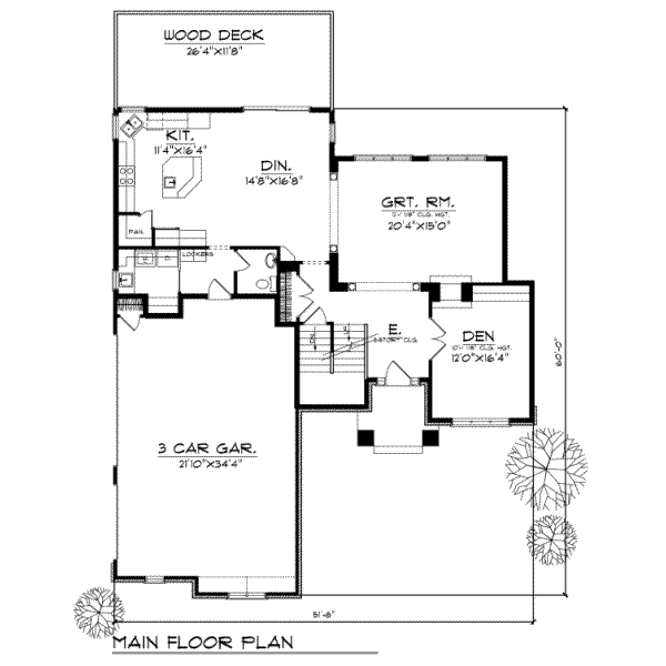 House Blueprint - Traditional Floor Plan - Main Floor Plan #70-395