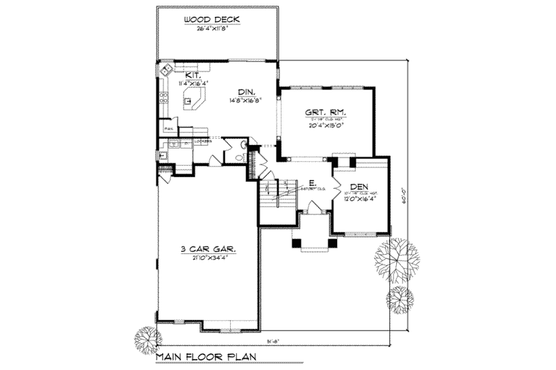 Dream House Plan - Floor Plan - Main Floor for Traditional House Plan #70-395 - 3 bed, 2.5 bath