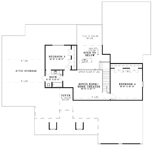Ranch Floor Plan - Upper Floor Plan #17-2050