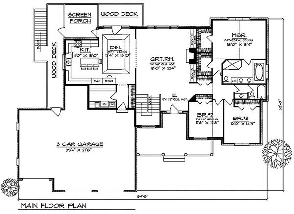 House Plan Design - Ranch Floor Plan - Main Floor Plan #70-334