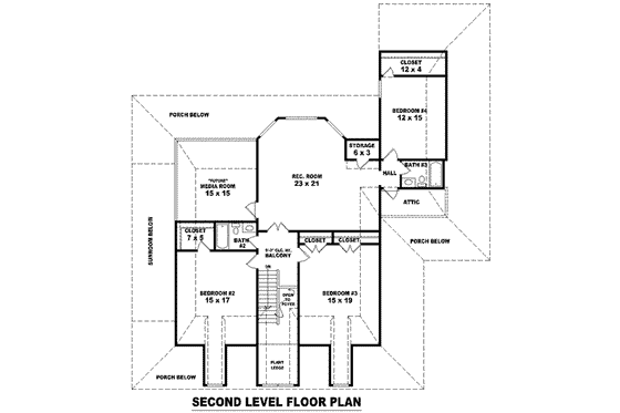 Floor Plan - Upper Floor for Traditional House Plan #81-1491 - 4 bed, 3.5 bath