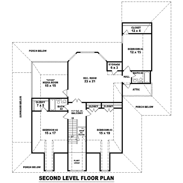 Traditional Floor Plan - Upper Floor Plan #81-1491