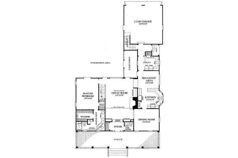 House Blueprint - Floor Plan - Main Floor for Country House Plan #137-191 - 3 bed, 3 bath