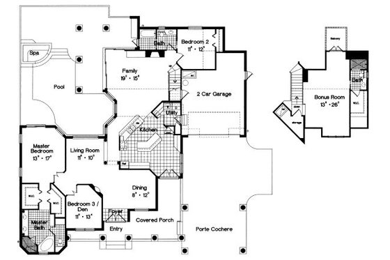 Floor Plan - Main Floor for European House Plan #417-322 - 3 bed, 3 bath