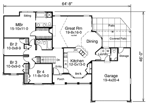 Traditional Floor Plan - Main Floor Plan #57-362