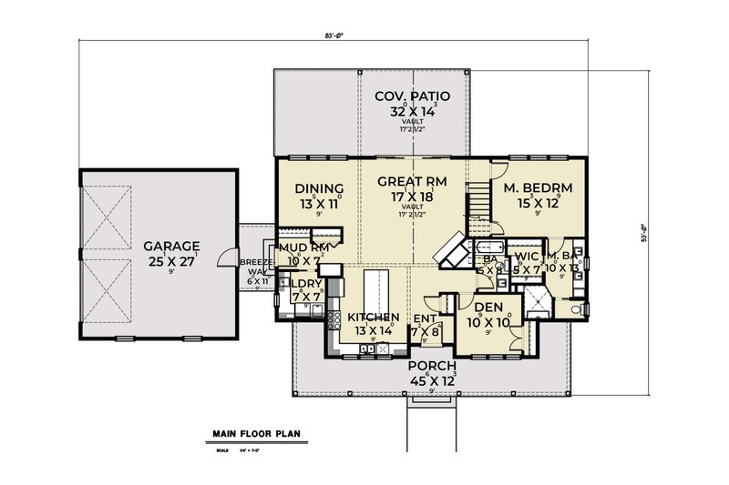 House Plan Design - Floor Plan - Main Floor for Farmhouse House Plan #1070-169 - 5 bed, 3 bath