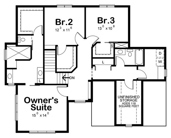 House Design - Traditional Floor Plan - Upper Floor Plan #20-2273