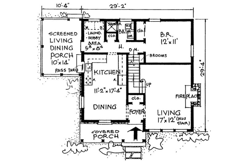 Architectural House Design - Floor Plan - Main Floor for Country House Plan #315-102 - 3 bed, 2 bath