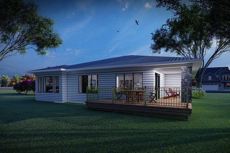 House Blueprint - Exterior - Rear Elevation for Prairie House Plan #70-1533 - 2 bed, 1 bath