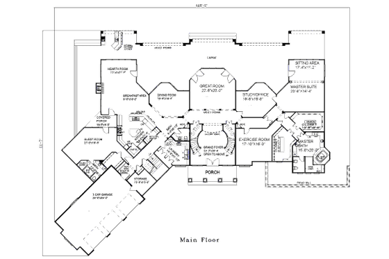 Floor Plan - Main Floor for Traditional House Plan #17-2346 - 4 bed, 5 bath