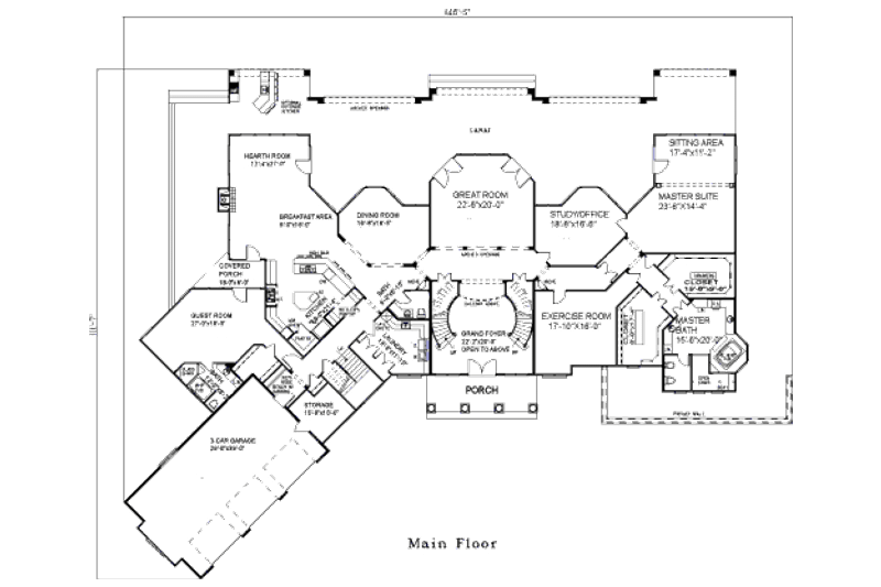 Home Plan - Floor Plan - Main Floor for Traditional House Plan #17-2346 - 4 bed, 5 bath
