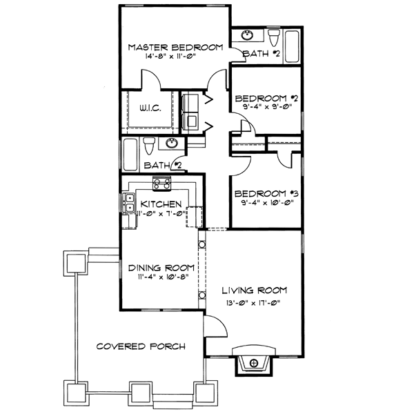 Cottage Floor Plan - Main Floor Plan #43-104