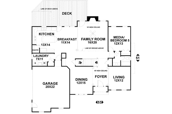 Floor Plan - Main Floor for European House Plan #56-209 - 5 bed, 4 bath