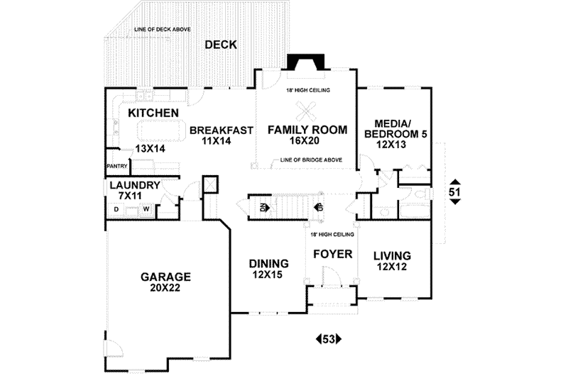 Home Plan - Floor Plan - Main Floor for European House Plan #56-209 - 5 bed, 4 bath