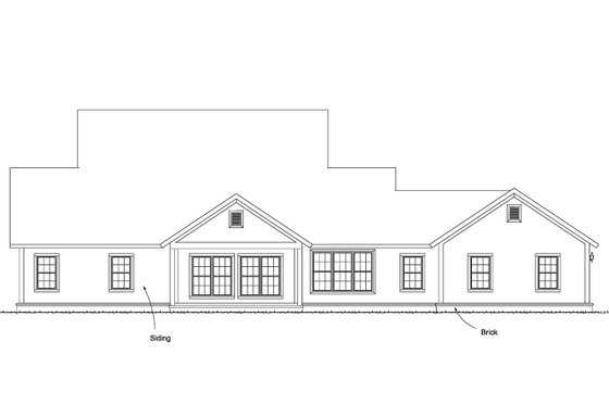 Exterior - Rear Elevation 1 for Farmhouse House Plan #513-2172 - 3 bed, 4 bath