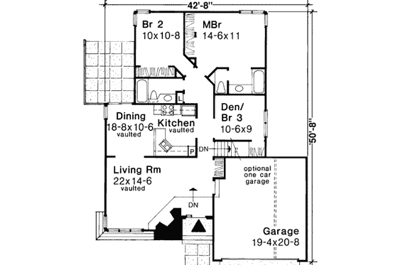 Floor Plan - Main Floor for Traditional House Plan #320-129 - 3 bed, 2 bath