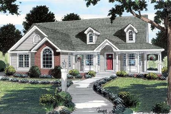 Exterior - Front Elevation for Cottage House Plan #312-618 - 3 bed, 2 bath