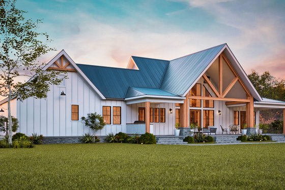 Exterior - Rear Elevation 2 for Farmhouse House Plan #119-475 - 3 bed, 3.5 bath