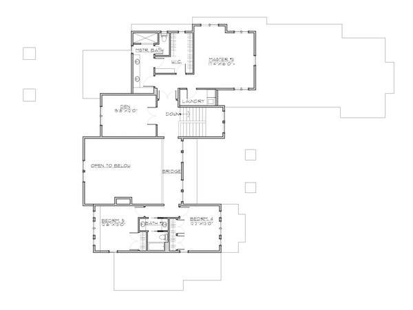 Floor Plan - Upper Floor for Craftsman House Plan #892-50 - 5 bed, 4.5 bath