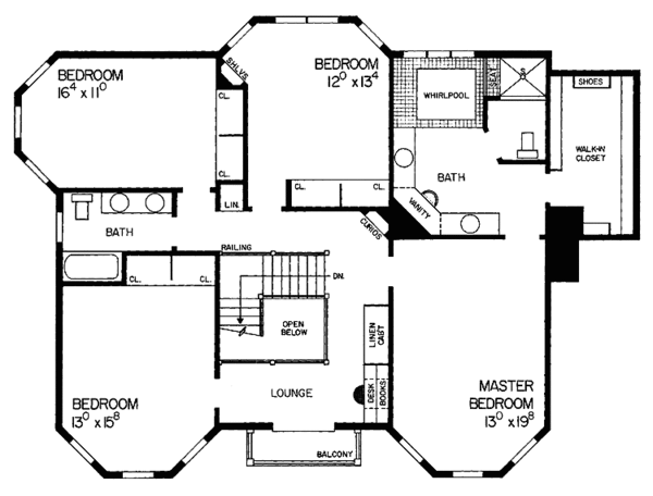 House Plan Design - Victorian Floor Plan - Upper Floor Plan #72-803
