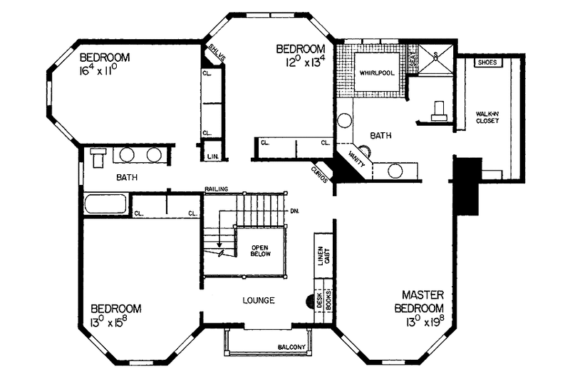 House Design - Floor Plan - Upper Floor for Victorian House Plan #72-803 - 4 bed, 2.5 bath