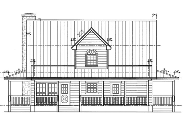 Architectural House Design - Exterior - Rear Elevation for Country House Plan #140-183 - 3 bed, 2 bath