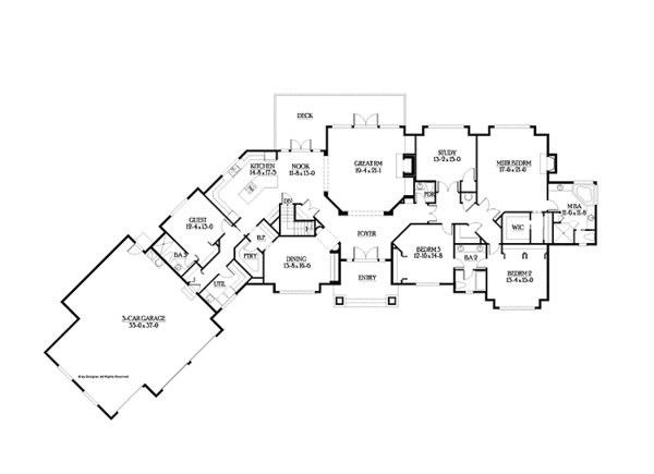 Architectural House Design - Craftsman Floor Plan - Main Floor Plan #132-552