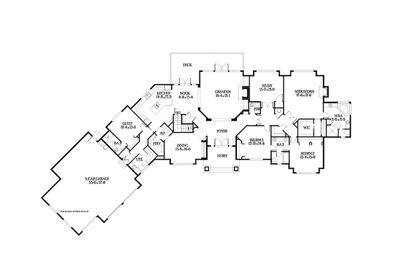 Architectural House Design - Floor Plan - Main Floor for Craftsman House Plan #132-552 - 4 bed, 3.5 bath