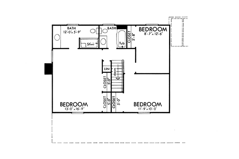Home Plan - Floor Plan - Upper Floor for Prairie House Plan #320-1255 - 3 bed, 2.5 bath