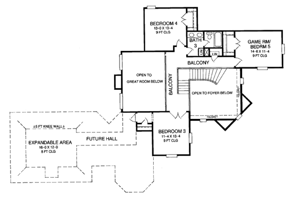 House Plan Design - Tudor Floor Plan - Upper Floor Plan #952-261