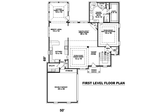 Floor Plan - Main Floor for European House Plan #81-1045 - 3 bed, 2.5 bath