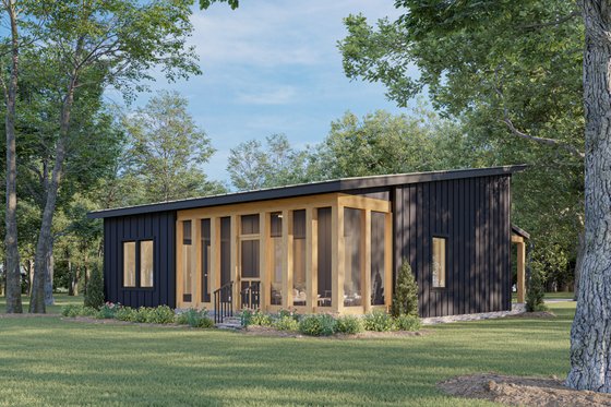 Exterior - Rear Elevation for Modern House Plan #44-295 - 2 bed, 1 bath