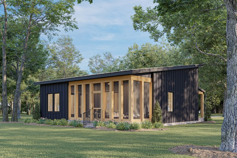 Dream House Plan - Exterior - Rear Elevation for Modern House Plan #44-295 - 2 bed, 1 bath