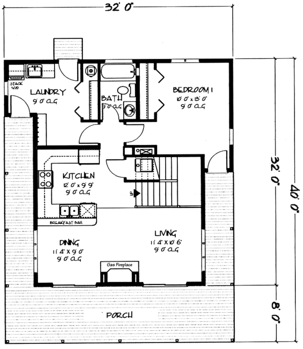 House Plan Design - Prairie Floor Plan - Main Floor Plan #984-1
