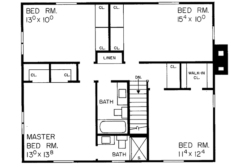 Home Plan - Floor Plan - Upper Floor 1 for Country House Plan #72-588 - 5 bed, 2.5 bath