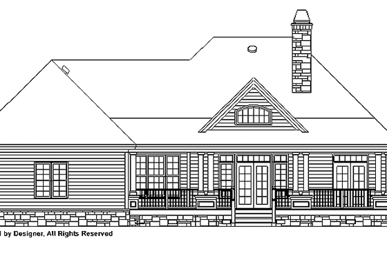Exterior - Rear Elevation for Country House Plan #929-86 - 3 bed, 2 bath