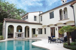 Exterior - Rear Elevation 1 for Mediterranean House Plan #1058-15 - 3 bed, 3 bath