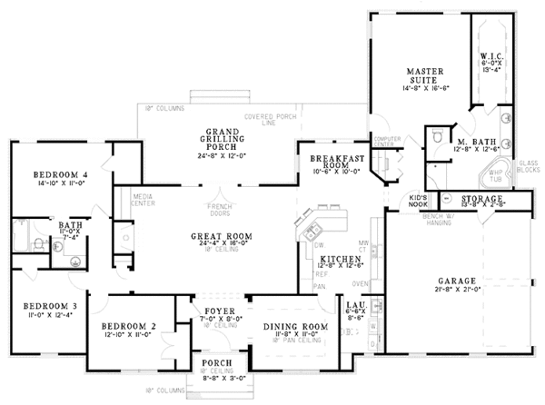 Ranch Floor Plan - Main Floor Plan #17-3165