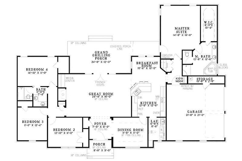 Dream House Plan - Floor Plan - Main Floor for Ranch House Plan #17-3165 - 4 bed, 2 bath