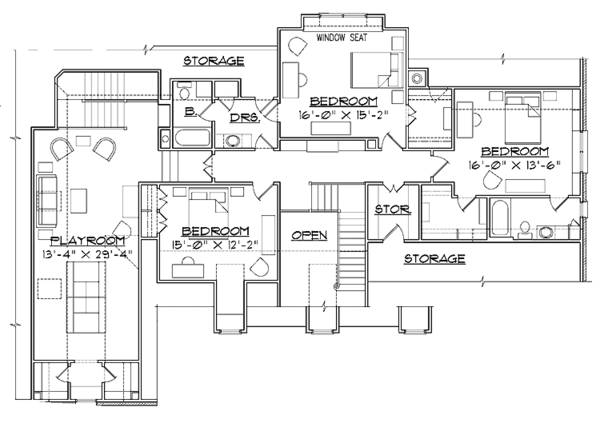 House Design - Traditional Floor Plan - Upper Floor Plan #1054-16