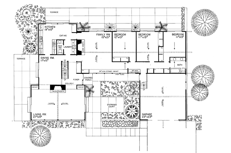 Architectural House Design - Floor Plan - Main Floor for Contemporary House Plan #72-560 - 4 bed, 2.5 bath