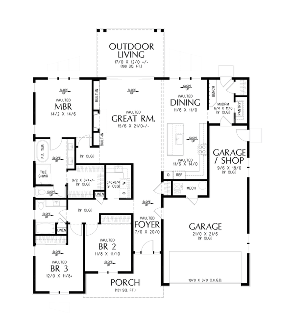 House Blueprint - Contemporary Floor Plan - Main Floor Plan #48-1210