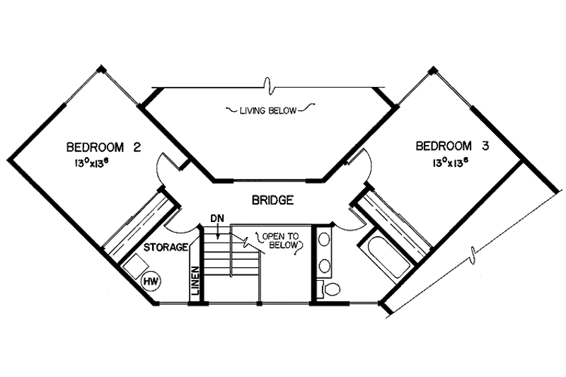 Home Plan - Floor Plan - Upper Floor for Contemporary House Plan #60-871 - 3 bed, 2 bath