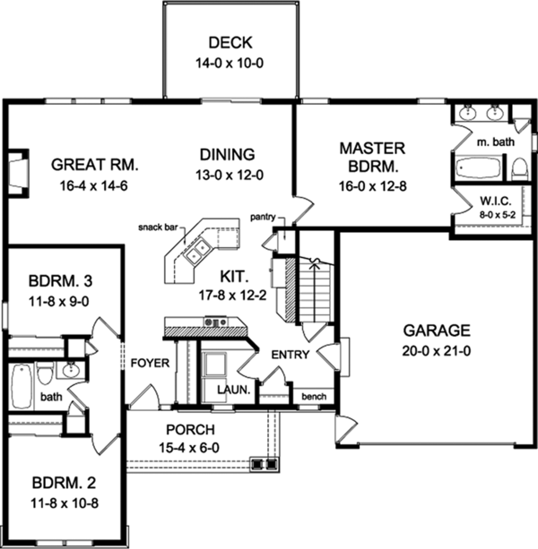 Home Plan - Ranch Floor Plan - Main Floor Plan #1010-137
