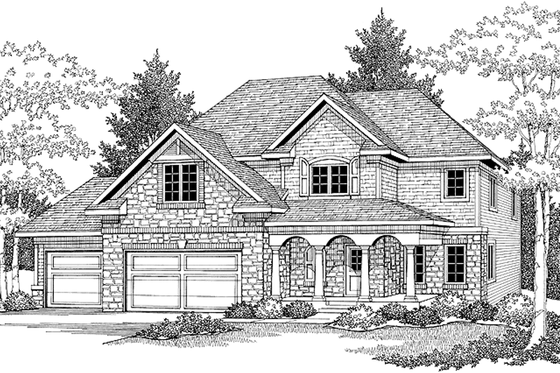 Architectural House Design - Exterior - Front Elevation 3 for European House Plan #70-1401 - 4 bed, 2.5 bath