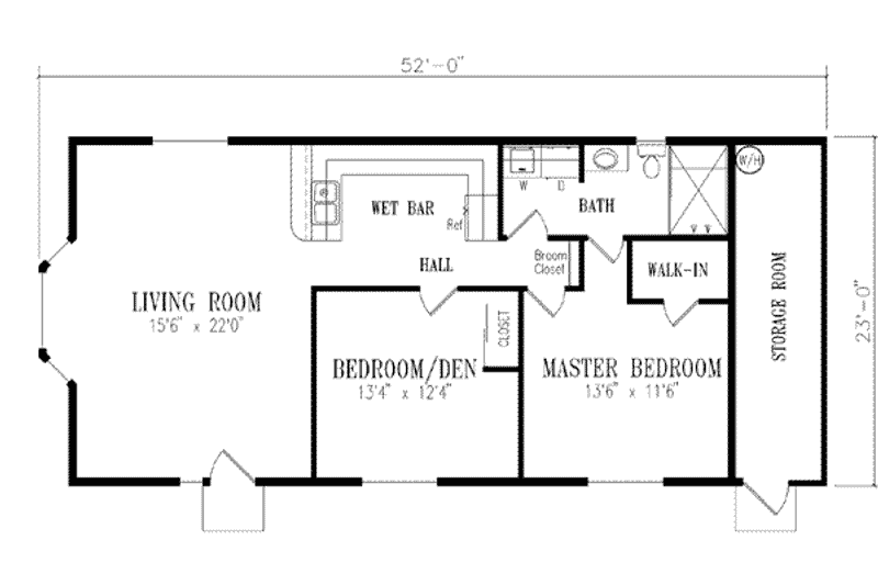 Dream House Plan - Floor Plan - Main Floor for Ranch House Plan #1-147 - 2 bed, 1 bath