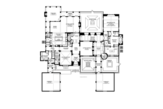 Floor Plan - Main Floor for Mediterranean House Plan #1058-19 - 5 bed, 5 bath
