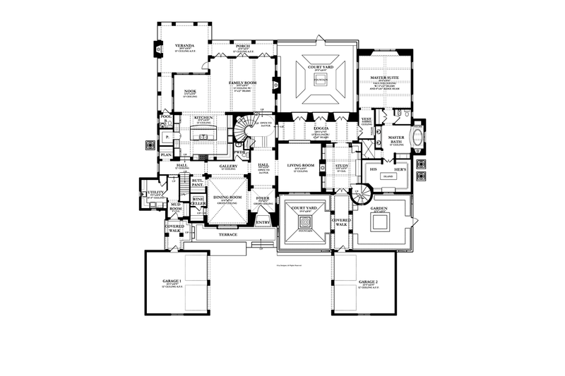 Dream House Plan - Floor Plan - Main Floor for Mediterranean House Plan #1058-19 - 5 bed, 5 bath