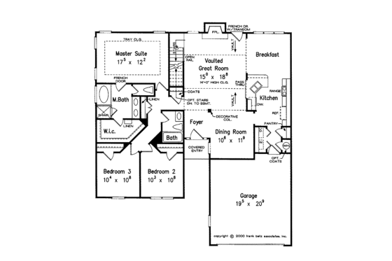 Floor Plan - Main Floor for Ranch House Plan #927-694 - 3 bed, 2 bath